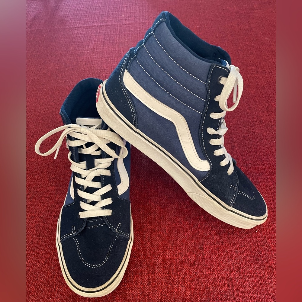 Mens 9 Womens 10.5 Vans Filmore Hi Hightop Blue Suede Skating Sneaker Shoe